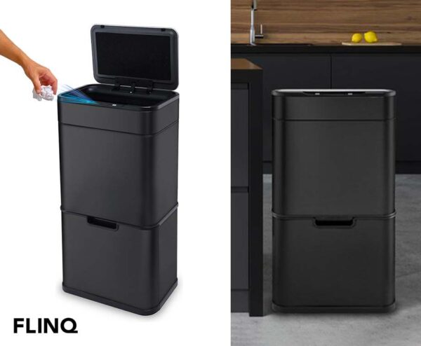 Flinq Prullenbak Met Sensor 60L Zwart - Verwijderd Nare Luchtjes Met UV-Lic ...