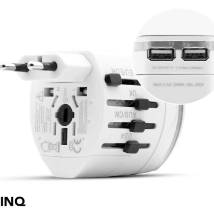 Flinq Compacte Wereld Reisstekker - Met 2 USB Poorten! ...