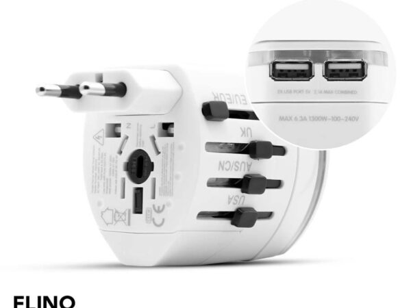 Flinq Compacte Wereld Reisstekker - Met 2 USB Poorten! ...