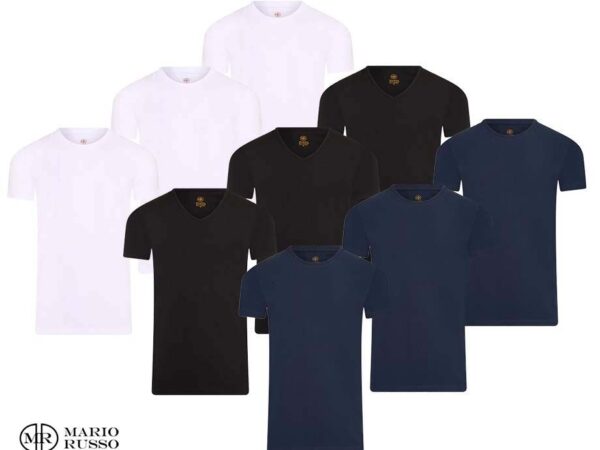 3-Pack Mario Russo Katoenen T-Shirts - Met Ronde Of V-Hals! ...
