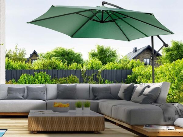 Luxe XXL Zweefparasol 3 Meter Donkergroen - Inclusief GRATIS Beschermhoes! ...