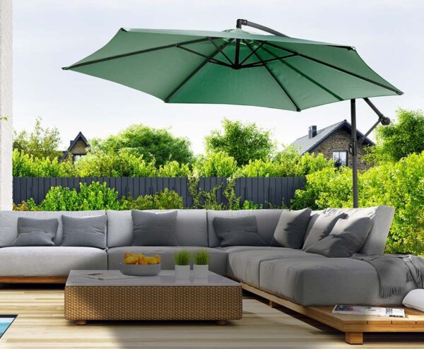 Luxe XXL Zweefparasol 3 Meter Donkergroen - Inclusief GRATIS Beschermhoes! ...
