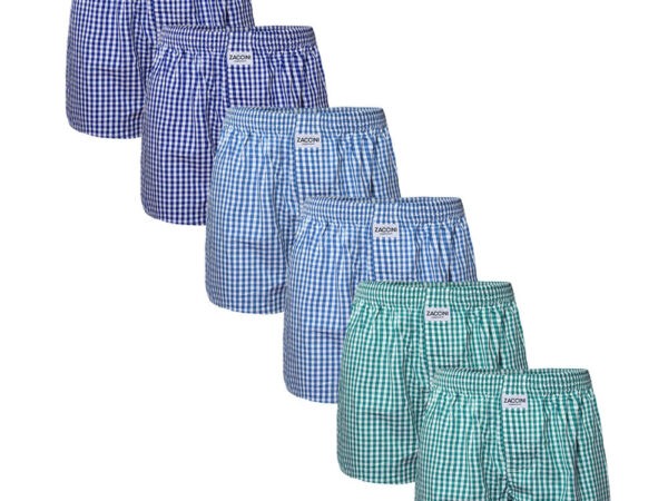 Zaccini Wijde Boxershorts Woven 6-pack Dark Blue/Light Blue/Green