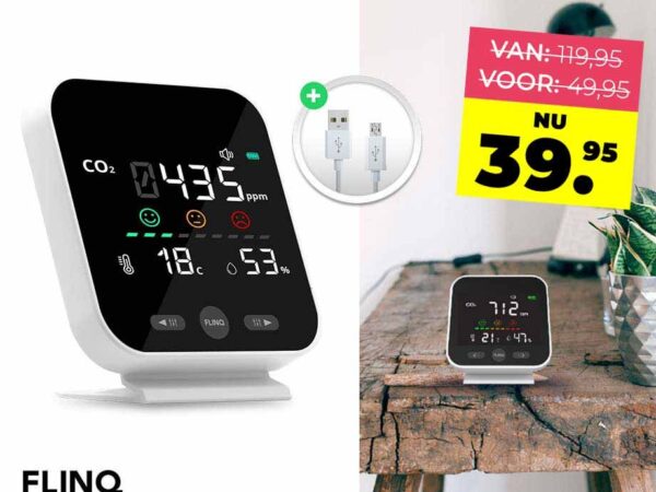 FlinQ Draadloze CO2 Meter - Monitort De Luchtkwaliteit! ...