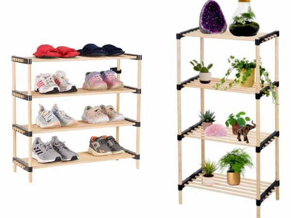 4-Laags Schoenenrek Dennenhout - Berg Schoenen Netjes Op! ...