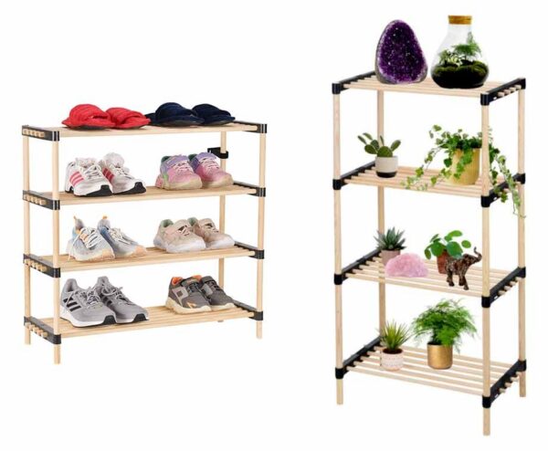 4-Laags Schoenenrek Dennenhout - Berg Schoenen Netjes Op! ...