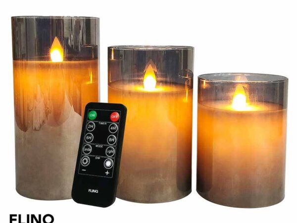 3-Pack Smoked Glass Elektrische Kaarsen Zilver - Ultieme Sfeermaker Voor De ...
