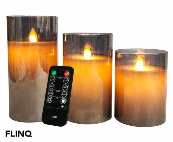 3-Pack Smoked Glass Elektrische Kaarsen Zilver - Ultieme Sfeermaker Voor De ...