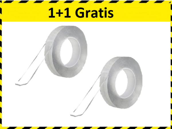 Herbruikbaar dubbelzijdig nano tape - 3 Meter - Transparant- 1+1 Gratis