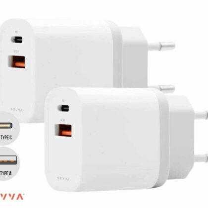 2-Pack SEVVA® Universele Snellader - Met USB-C En USB Aansluiting! ...