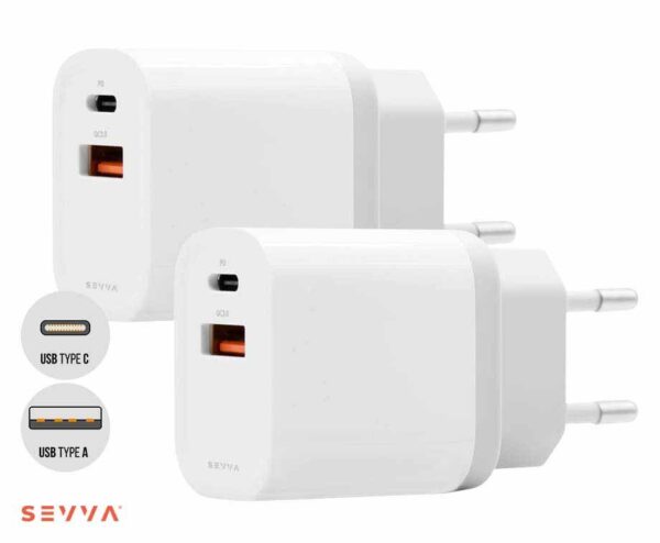 SEVVA® 2-Pack Universele Snellader - Met USB-C En USB Aansluiting! ...
