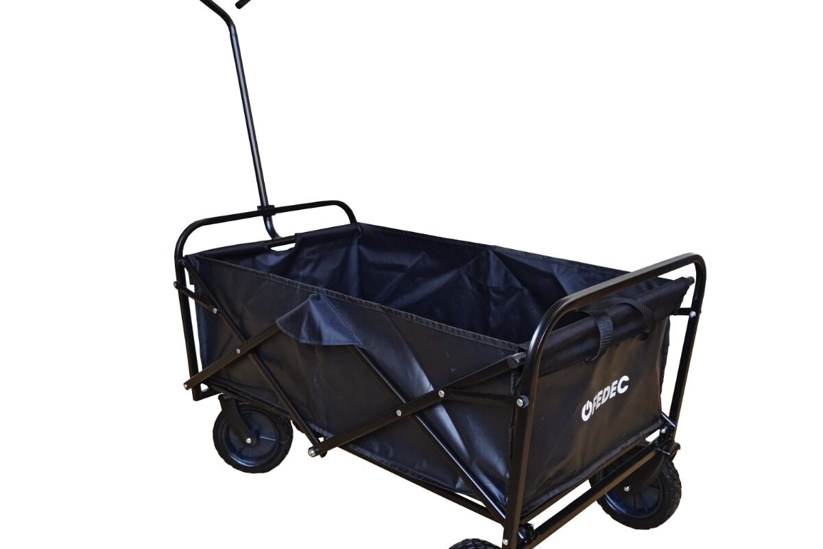 FEDEC Opvouwbare Bolderkar - Tot 75KG - PU banden - Zwart