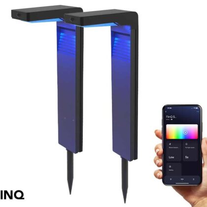 2-PACK FlinQ Slimme Solar Outdoor Lamp - RGB Kleuren