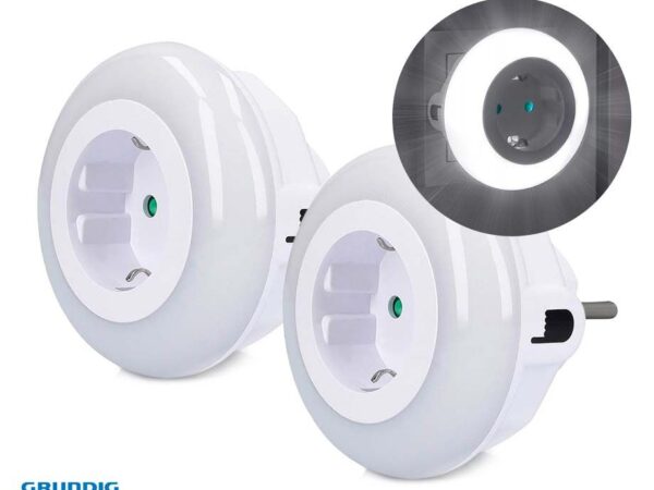2-Pack Grundig Plugin LED Nachtlampen - Met Licht-Donkersensor! ...