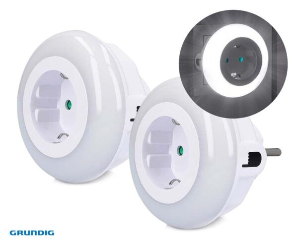 2-Pack Grundig Plugin LED Nachtlampen - Met Licht-Donkersensor! ...