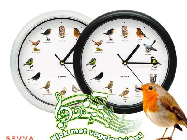 SEVVA® Wandklok Met Vogelgeluiden - Elk Uur Zingende Vogels! ...