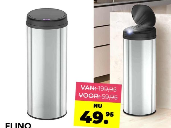 FlinQ Hygiënische Sensor Prullenbak 50L - Opent En Sluit Automatisch! ...