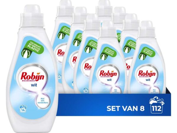 8x700ml Robijn Wasmiddel Wit - Goed Voor 112 Wasbeurten! ...