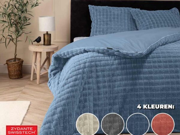 Luxe Teddy Square Dekbedovertrek - Verkrijgbaar In 4 Mooie Kleuren! ...