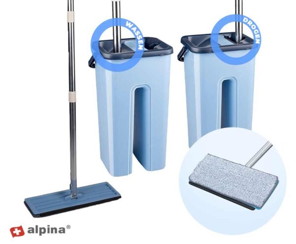 Alpina Flat Mop Met Emmer 360° Draaibaar - Vandaag 1+1 GRATIS! ...