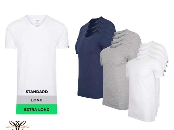 4-Pack Extra Lange T-Shirts - Met Ronde Hals Of V-Hals! ...