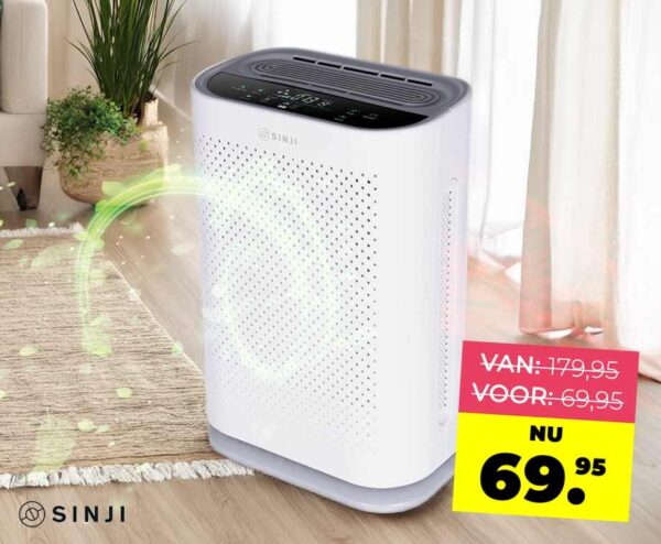 Sinji Krachtige Luchtreiniger - Elimineert (Rook)geurtjes