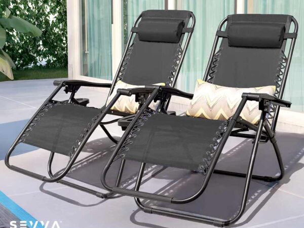 2-Pack SEVVA® Zero Gravity Loungestoelen - Inklapbaar En Supercomfortabel ...