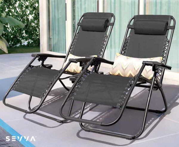 2-Pack SEVVA® Zero Gravity Loungestoelen - Inklapbaar En Supercomfortabel ...