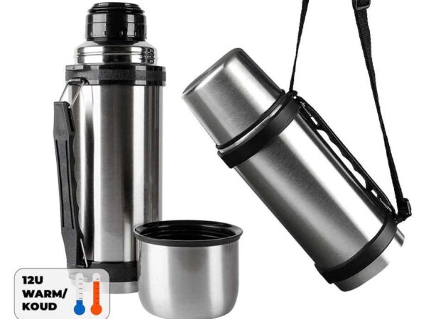 Thermoskan 1 Liter Met Drinkbekerdop - Houdt Dranken 12 Uur Warm Of Koud! ...
