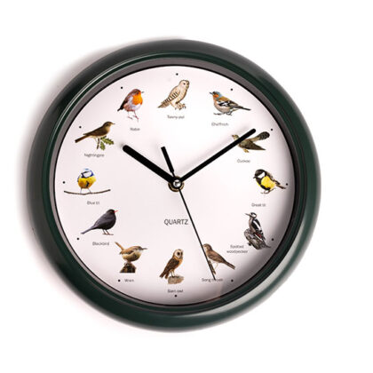 Nexxt vogelklok Ø25 cm - donkergroen - Klok met vogelgeluiden elk uur