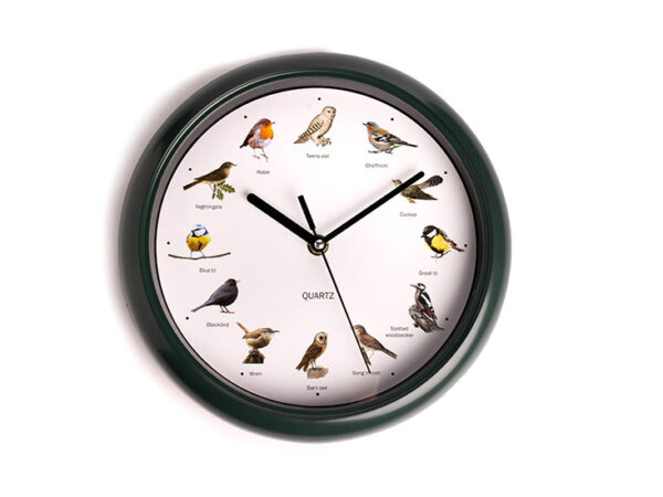 Nexxt vogelklok Ø25 cm - donkergroen - Klok met vogelgeluiden elk uur