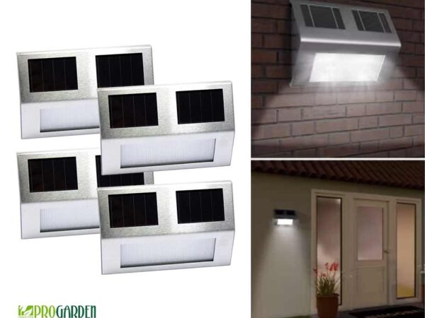 4-Pack Solar LED Wandlampen RVS - Verlicht Deur