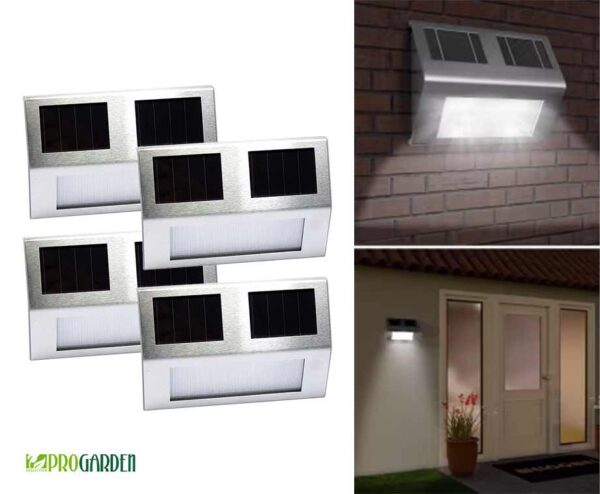 4-Pack Solar LED Wandlampen RVS - Verlicht Deur