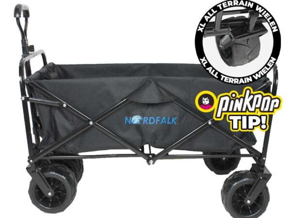 NordFalk Bolderkar 120 Liter Met XL Wielen - Met Telescopische Trekstang! ...