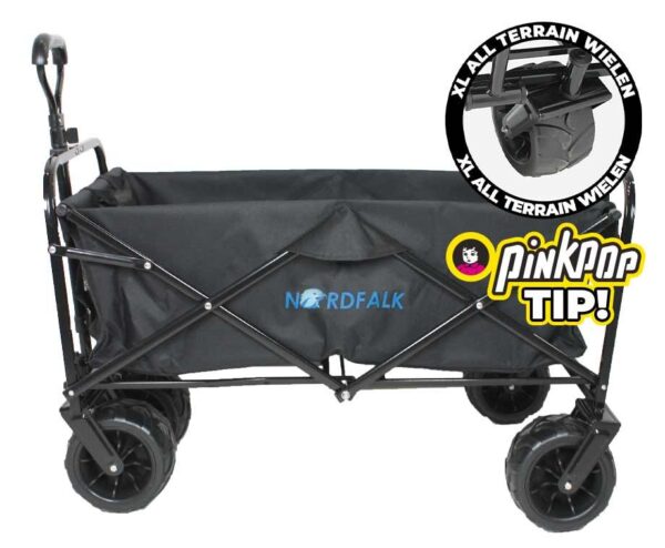 NordFalk Bolderkar 120 Liter Met XL Wielen - Met Telescopische Trekstang! ...