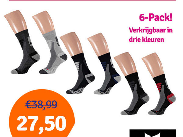 Xtreme Sockswear Wandelsokken 6-pack - Verkrijgbaar in 3 kleuren