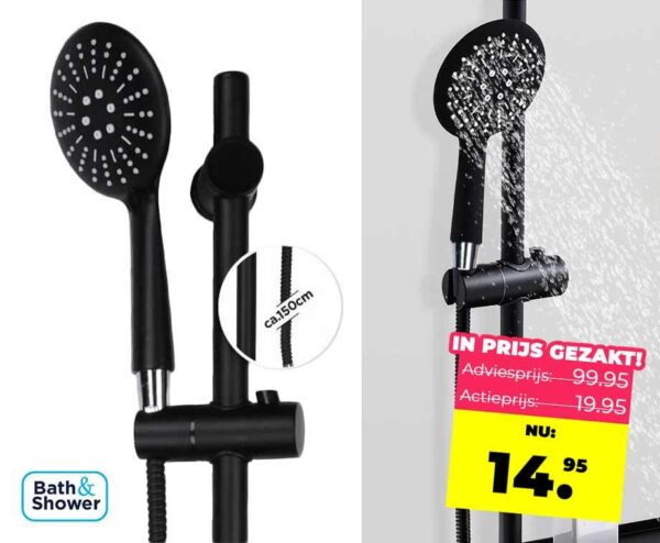 Bath & Shower Zwarte Waterbesparende Doucheset - Douchekop Met Handdouche! ...