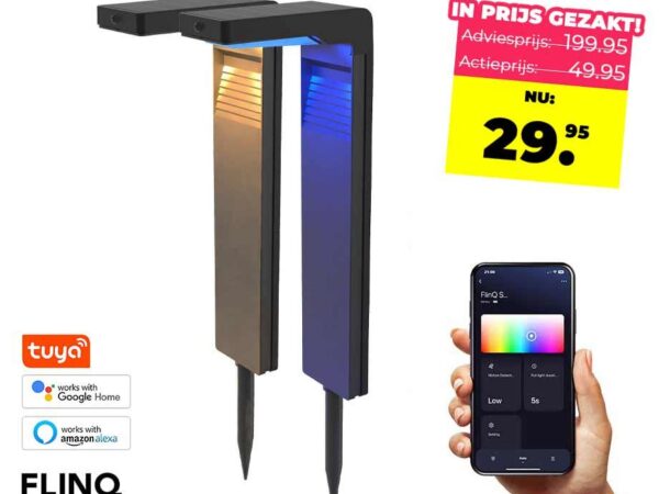 2-PACK FlinQ Slimme Solar Outdoor Lamp - RGB Kleuren