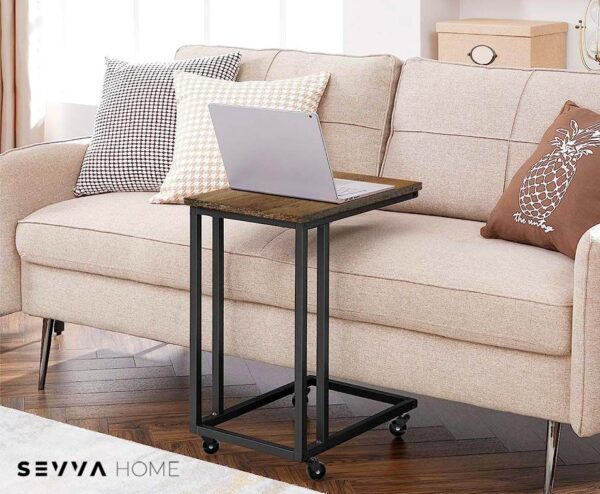 SEVVA® Home Mobiele Bijzettafel Julie Hout - Handig Aan Bank
