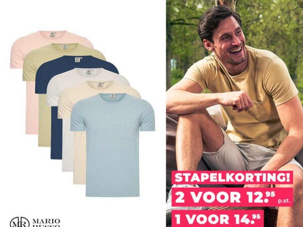 Mario Russo Pocket T-Shirt - In 6 Hippe Kleuren! ...