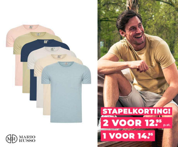 Mario Russo Pocket T-Shirt - In 6 Hippe Kleuren! ...