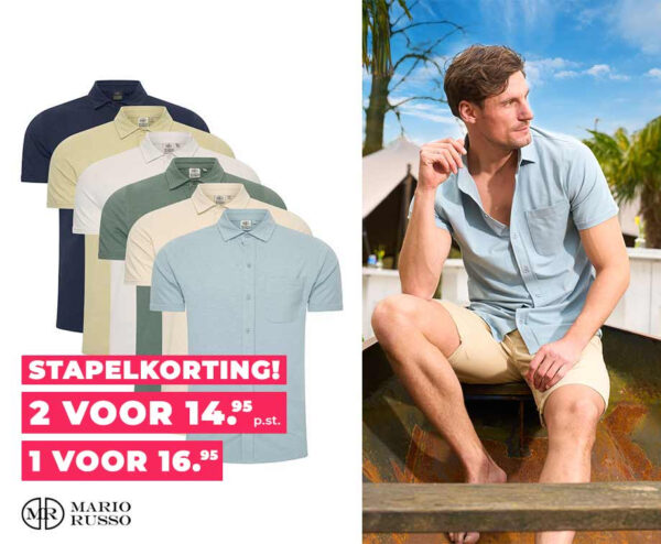 Mario Russo Jersey Overhemd Met Korte Mouw - In 7 Kleuren Verkrijgbaar! ...