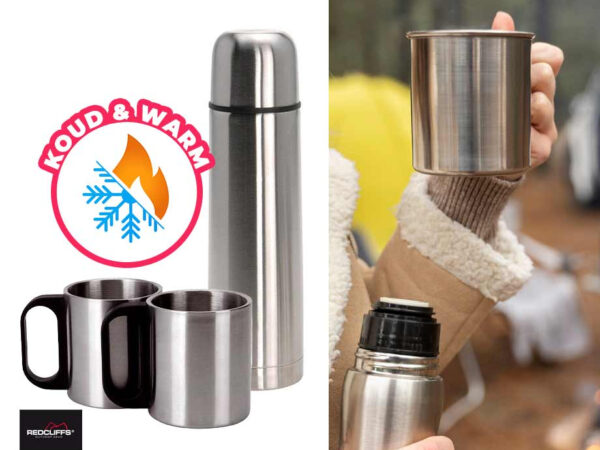 Redcliffs Thermosfles Met 2 Bekers - Houdt Tot Uur 6 Warm Of Koud! ...