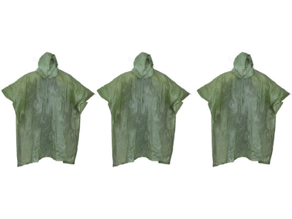 3 Benson Regenponcho's - One size - Groen