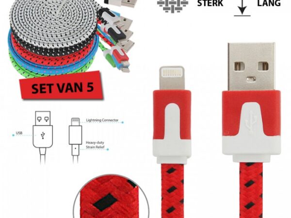 Set van 5 Lightning laadkabels