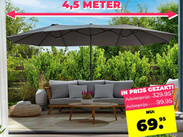 Dubbele Parasol Met GRATIS Hoes t.w.v. €19