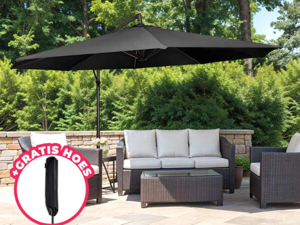 Luxe XXL Zweefparasol 3 Meter Zwart - Inclusief Gratis Hoes! ...