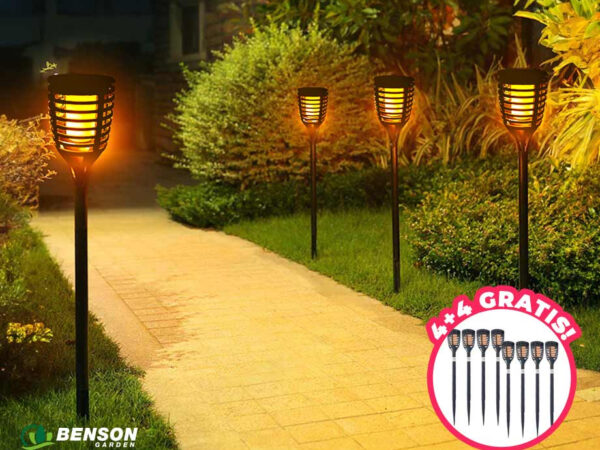 Solar LED Tuinfakkels Met Flikkerend Vlameffect - Vandaag 4+4 GRATIS! ...