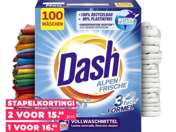 6kg Dash Alpen Fris Universeel Waspoeder - Goed Voor 100 Wasbeurten! ...