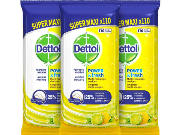 3 x 110 Dettol Reinigingsdoekjes Power En Fresh Citrus - Voor Bijna Alle Op ...